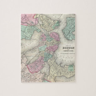 Vintage Map of Boston Harbor (1857) Jigsaw Puzzle