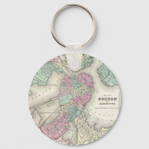 Vintage Map of Boston Harbor (1857) Keychain