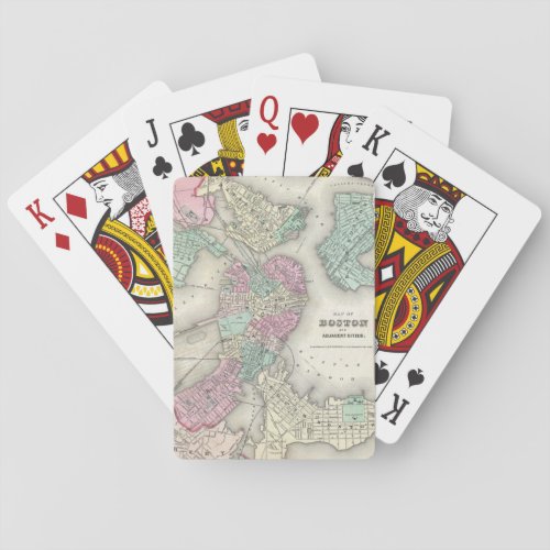 Vintage Map of Boston Harbor 1857 Poker Cards
