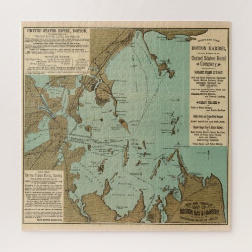 Vintage Map of Boston Harbor 1884 Jigsaw Puzzle
