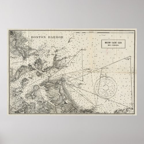 Vintage Map of Boston Harbor 1903 Poster