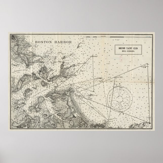 Vintage Map of Boston Harbor (1903) Poster (Front)