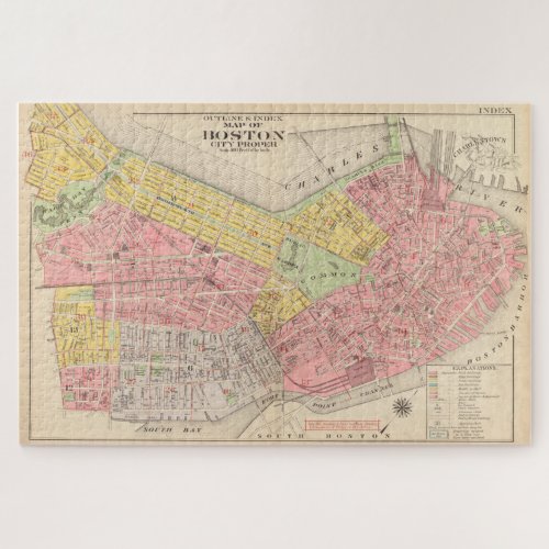 Vintage Map of Boston MA 1876 Jigsaw Puzzle