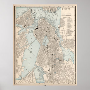 Vintage Map of Boston MA (1893) Poster