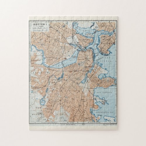 Vintage Map of Boston MA 1906 Jigsaw Puzzle