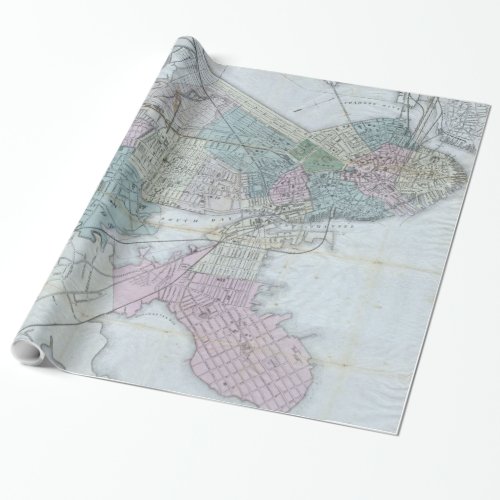 Vintage Map of Boston Massachusetts 1870 Wrapping Paper