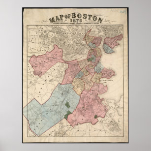 Vintage Map of Boston Poster