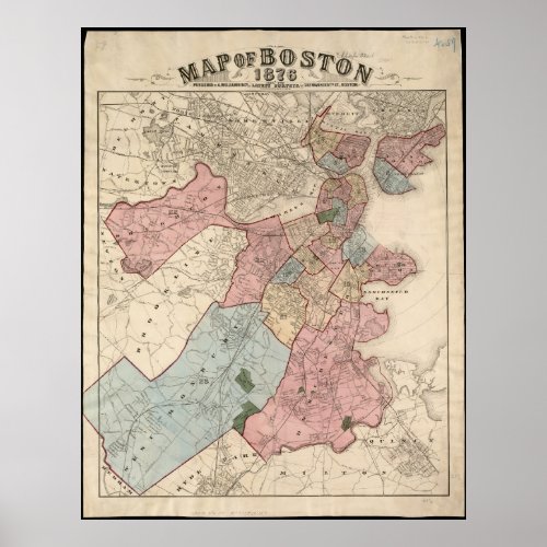 Vintage Map of Boston Poster