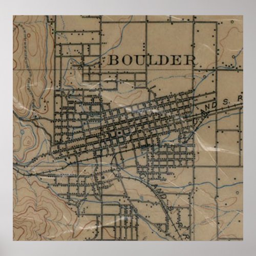 Vintage Map of Boulder Colorado 1904 Poster