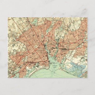 Vintage Map of Bridgeport Connecticut (1951) 2 Postcard