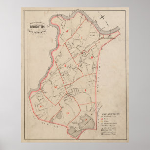 Vintage Map of Brighton MA (1885) Poster