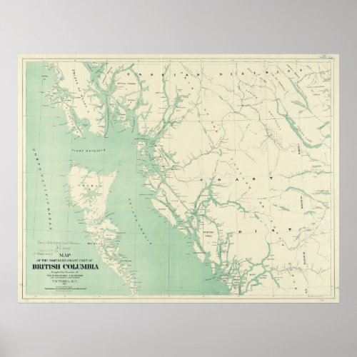 Vintage Map of British Columbia 1893 Poster