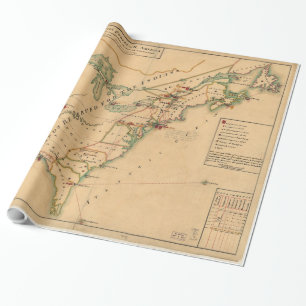 Vintage Map of British Forces in America Wrapping Paper