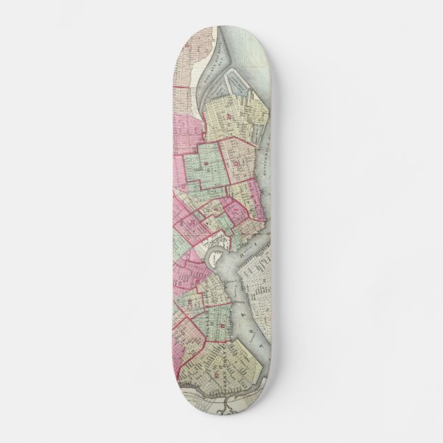 Vintage Map of Brooklyn (1868) Skateboard Deck (Front)