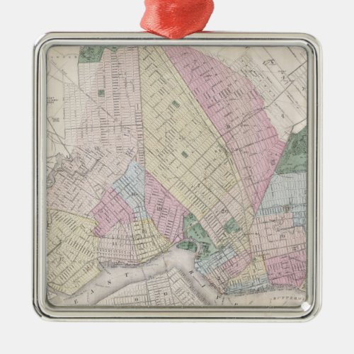 Vintage Map of Brooklyn 1873 Metal Ornament