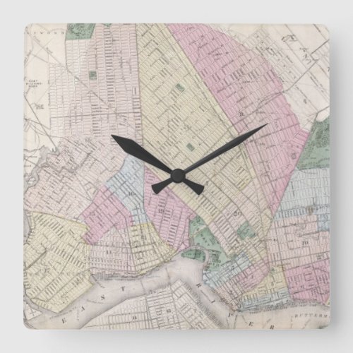 Vintage Map of Brooklyn 1873 Square Wall Clock