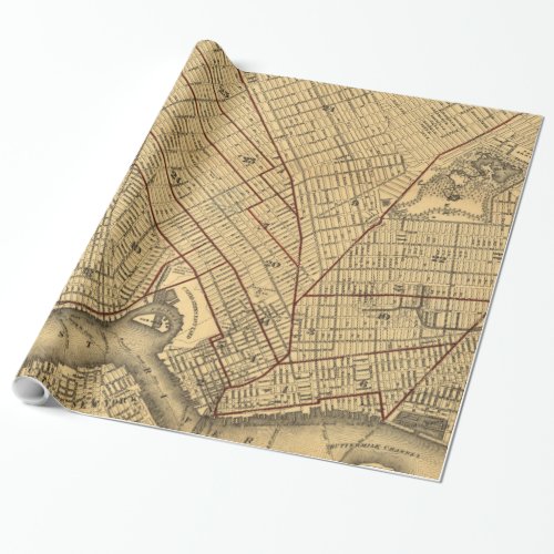 Vintage Map of Brooklyn New York 1874 Wrapping Paper