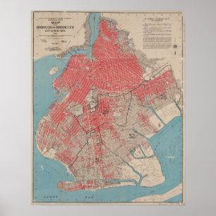 Vintage Map of Brooklyn, New York Poster
