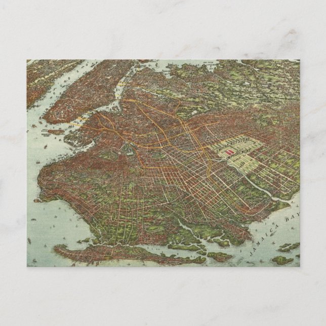 Vintage Map of Brooklyn NY (1908) Postcard (Front)