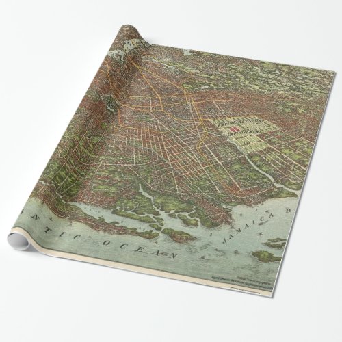 Vintage Map of Brooklyn NY 1908 Wrapping Paper