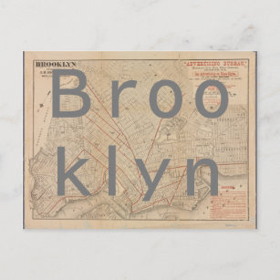 Vintage Map of Brooklyn   Postcard