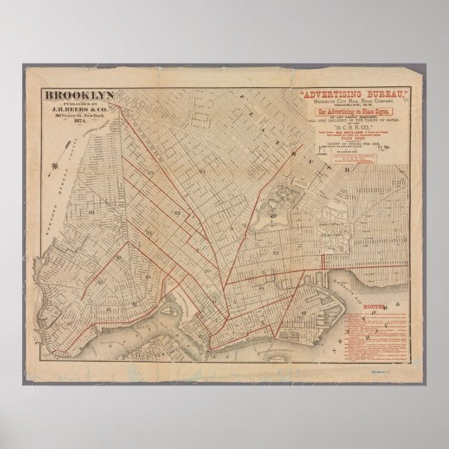 Vintage Map of Brooklyn Poster (Front)