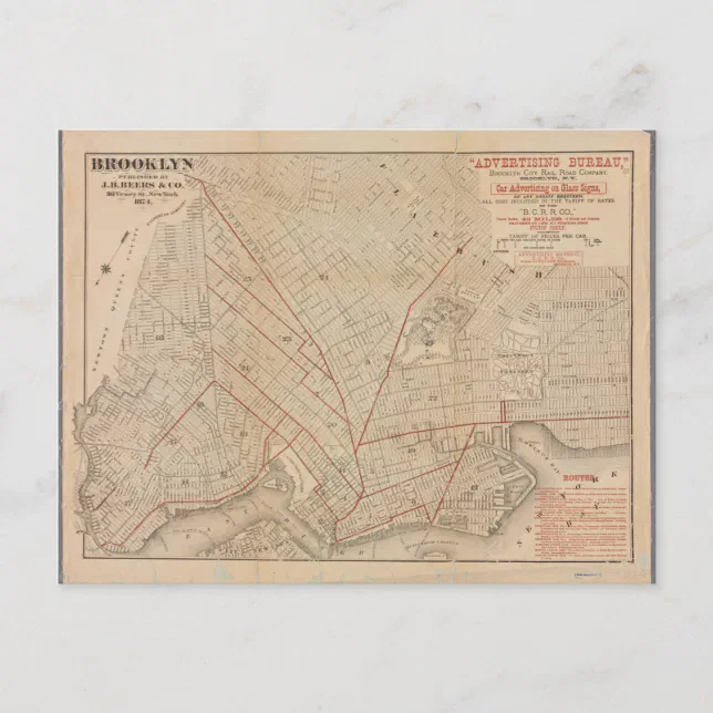 Vintage Map of Brooklyn Poster Postcard | Zazzle