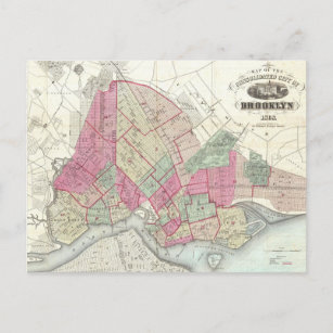 Vintage Map of Brookyln (1868) Postcard
