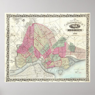 Vintage Map of Brookyln (1868) Poster