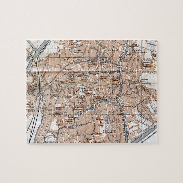 Vintage Map of Bruges (1905) Jigsaw Puzzle (Horizontal)