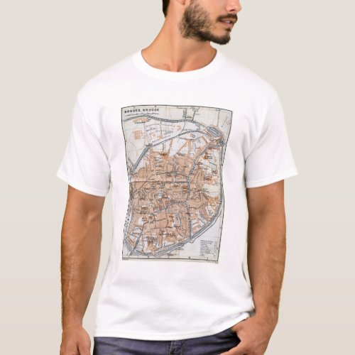 Vintage Map of Bruges 1905 T_Shirt