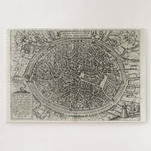 Vintage Map of Bruges Belgium 1612 Jigsaw Puzzle