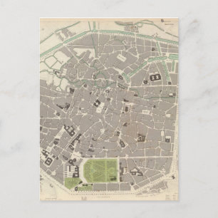 Vintage Map of Brussels (1837) Postcard