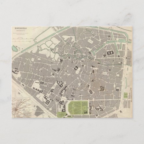 Vintage Map of Brussels 1837 Postcard