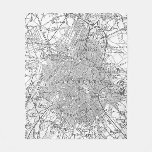 Vintage Map of Brussels Belgium 1905 Fleece Blanket