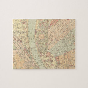 Vintage Map of Budapest Hungary (1884) Jigsaw Puzzle
