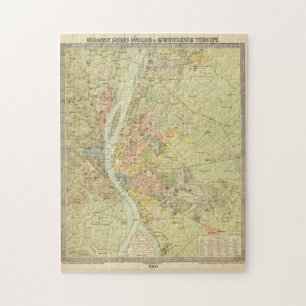Vintage Map of Budapest Hungary (1900) Jigsaw Puzzle