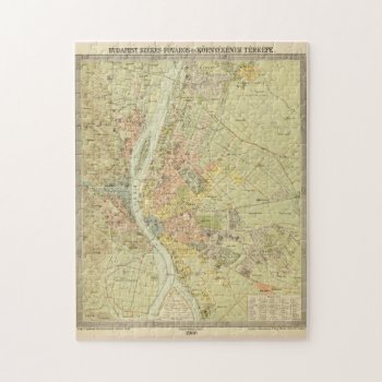 Vintage Map Of Budapest Hungary (1900) Jigsaw Puzzle by Alleycatshirts at Zazzle