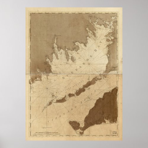 Vintage Map of Buzzards Bay 1776 Poster