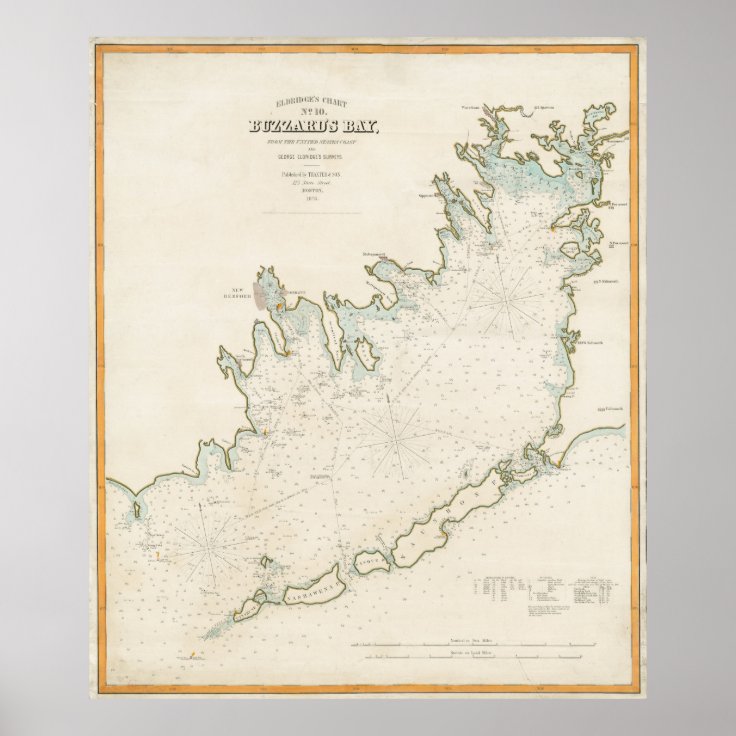 Vintage Map of Buzzards Bay MA (1876) Poster Zazzle