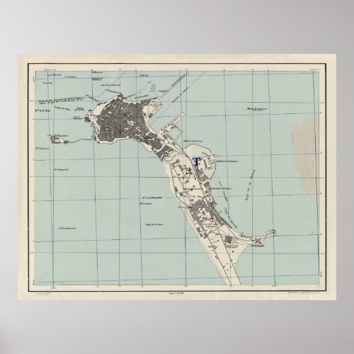 Vintage Map of Cadiz Spain 1943 Poster