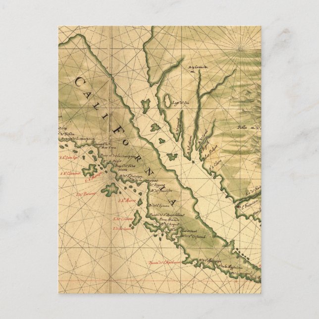 Vintage Map of California (1650) Postcard (Front)