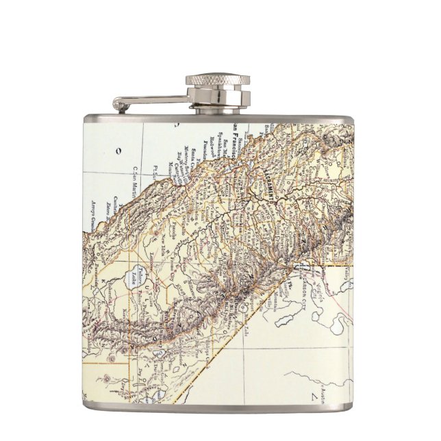 Vintage Map of California (1878) Flask (Front)