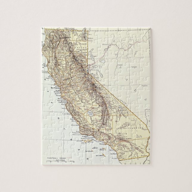 Vintage Map of California (1878) Jigsaw Puzzle (Vertical)