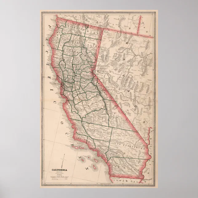 Vintage Map of California (1883) Poster | Zazzle