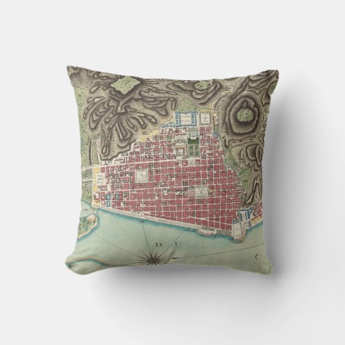 Vintage Map of Cap_Haitien Haiti 1786 Throw Pillow