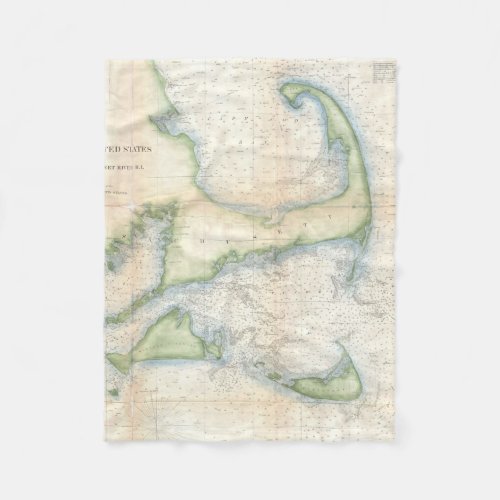 Vintage Map of Cape Cod 1857 Fleece Blanket
