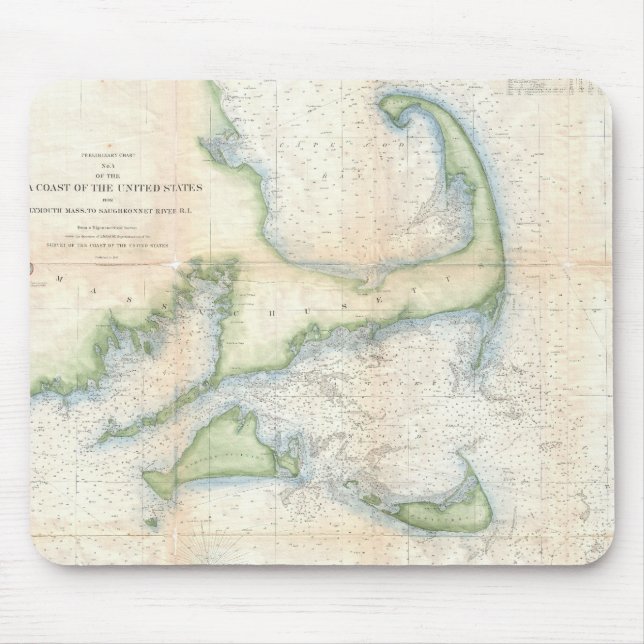 Vintage Map of Cape Cod (1857) Mouse Pad (Front)