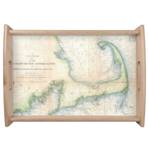 Vintage Map of Cape Cod 1857 Serving Tray