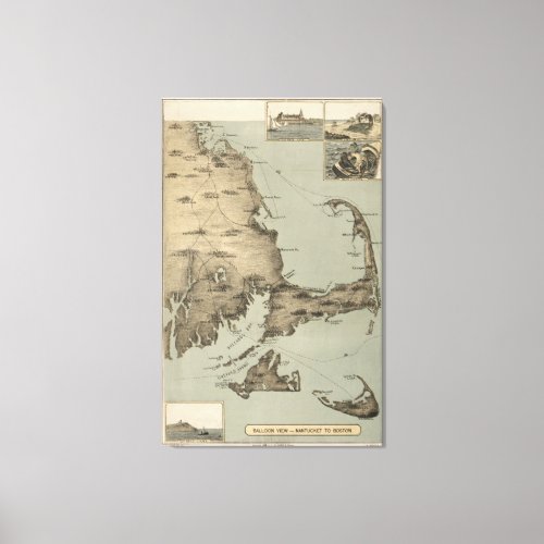 Vintage Map of Cape Cod 1885 Canvas Print